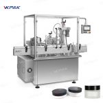 Ligne de remplissage et de bouchage à vis automatique pour pots de crème cosmétique rotatifs