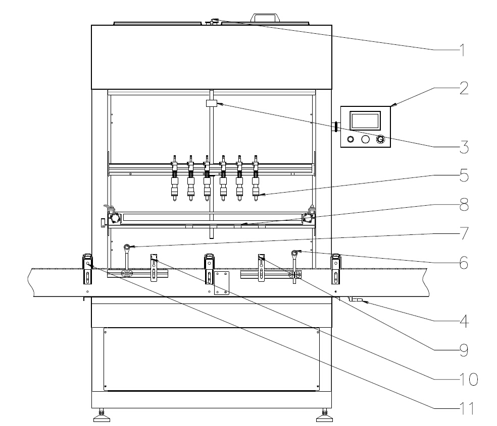 drawing of overflow filling machines machine de remplissage par débordement automatique.jpg
