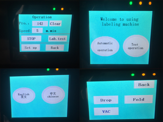 panneau de contrôle à l'intérieur de l'écran pour l'étiquetage des machines de fonctionnement